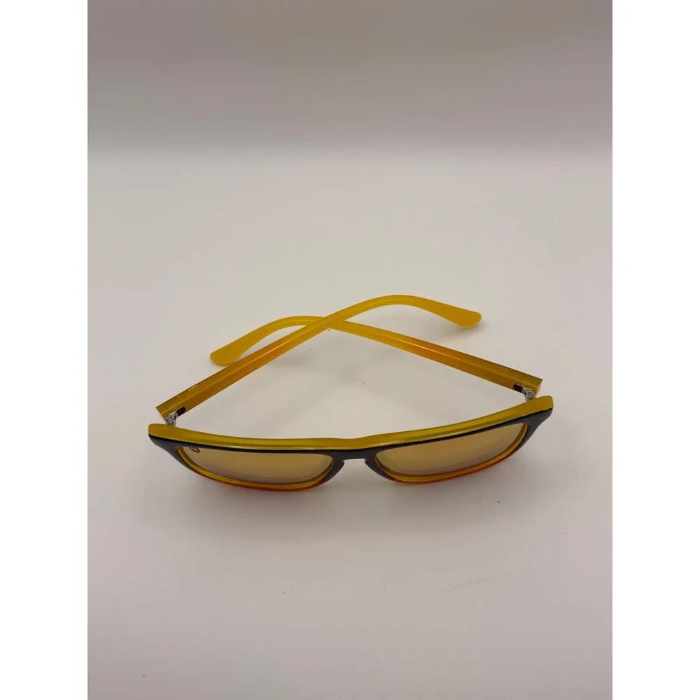 Knockaround Sunglasses Yellow Orange Frame Mirror Lens Logo‎ K on Lens